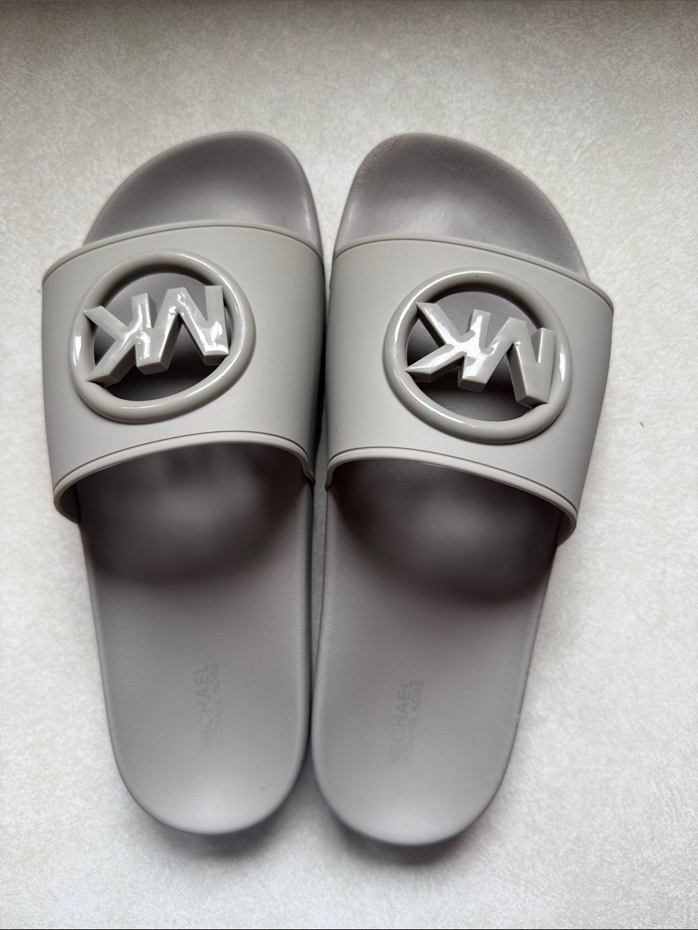 Michael Kors Gray Logo Slide Sandals